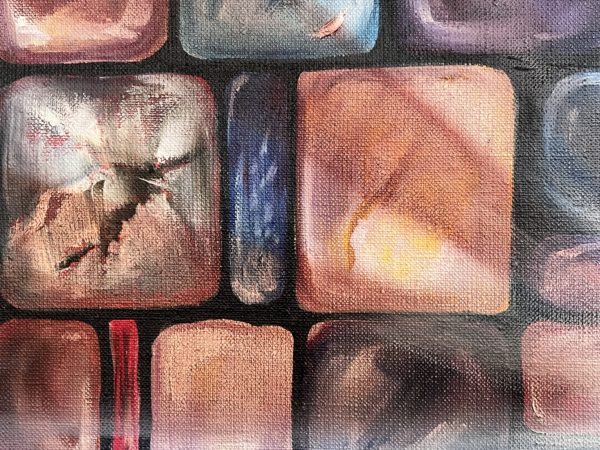 Detail3 Коллаж воспоминаний — фрагмент, тёплые тона мозаики