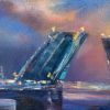 Detail_1 Белая ночь над Дворцовым мостом — фрагмент, разведённые крылья моста