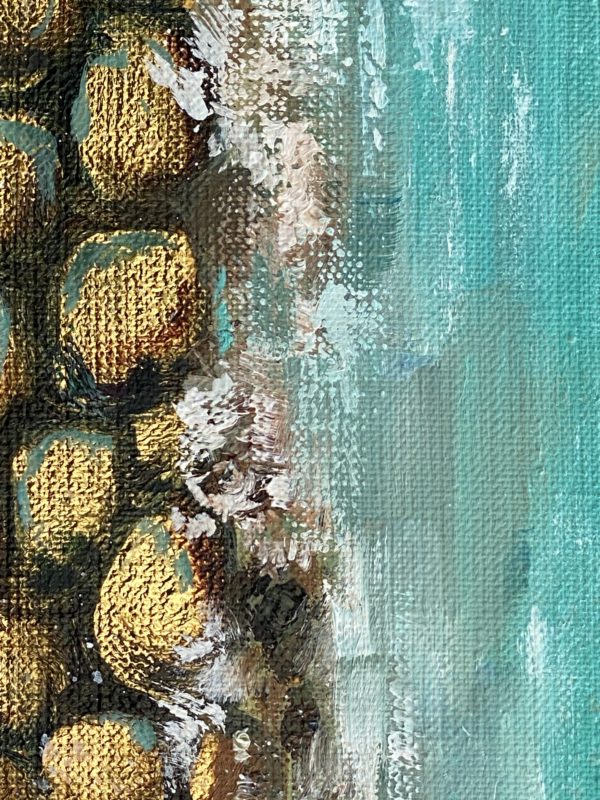 Detail_1 Going Forward — detail, golden shore in gold leaf