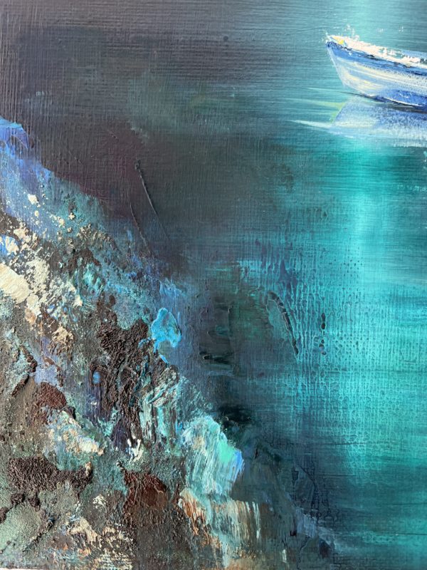 Moonlight Harbor — detail, harbor lights in the dark
