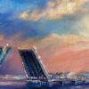Summer Daybreak over Palace Bridge — detail, sunset sky over the Neva