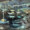 Moonlight Harbor — detail, textured shore in moonlight