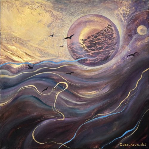 Frontal Horizon — mixed media, Light of a Distant Star series