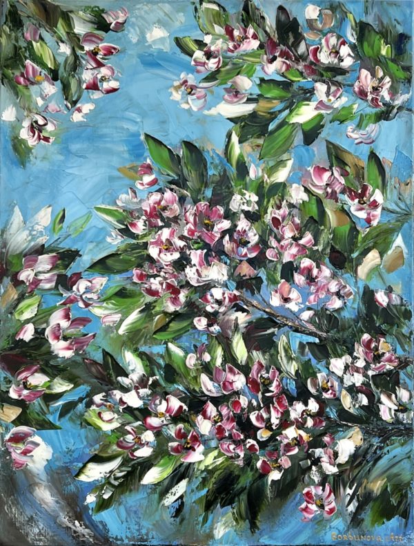 Frontal Cherry Blossom — oil on canvas
