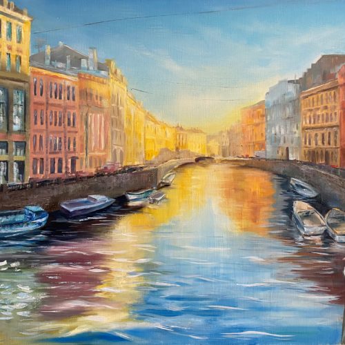 Картина Daybreak over Moika River — oil on canvas