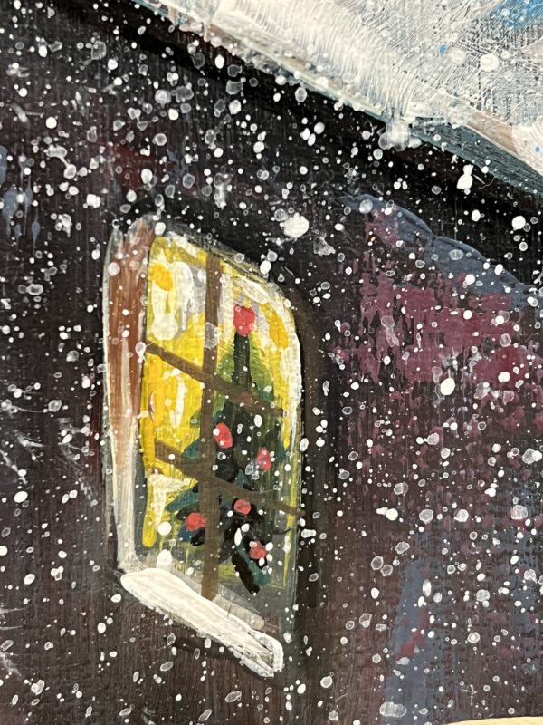Beneath the Winter Dome — detail, window with a Christmas wreath