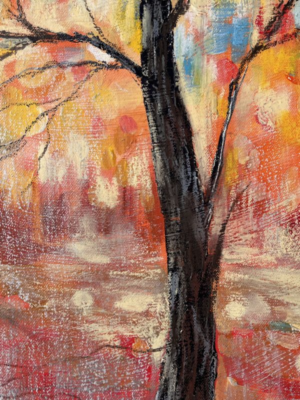 Autumn Mosaic — dark trunk among scarlet foliage