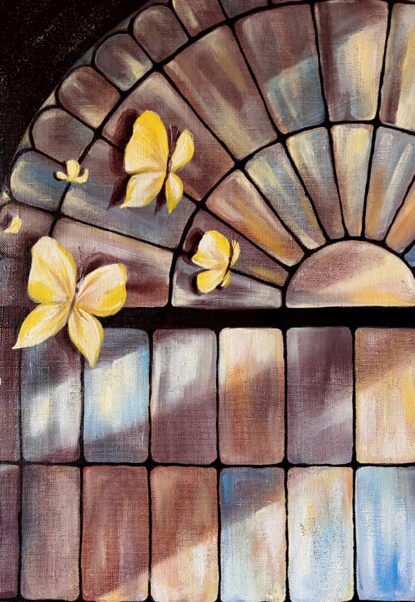 Detail5 Aflutter — fan of the arch with butterflies above