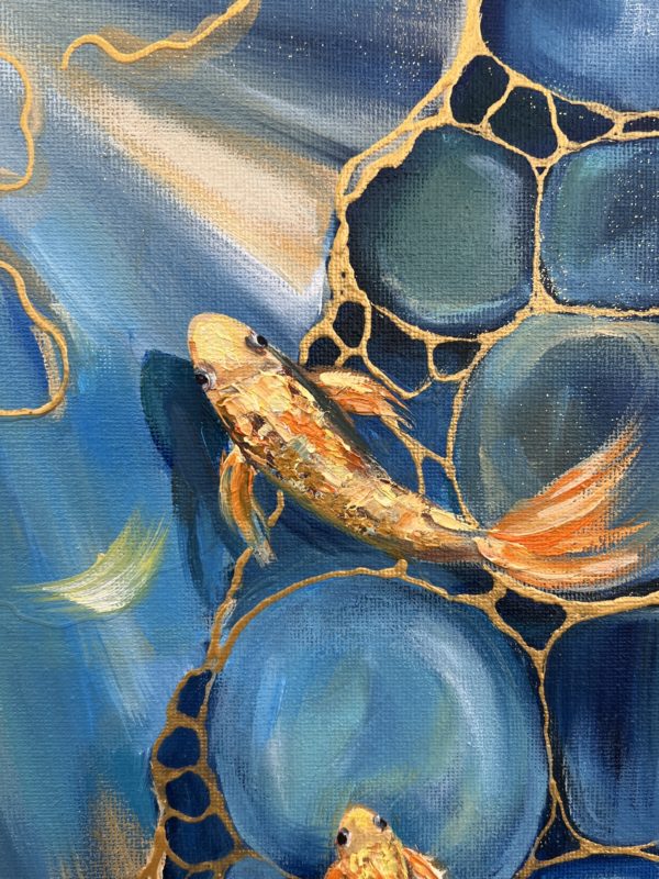 Detail_1 Good Luck — golden carp above the dark depth
