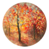 Autumn Mosaic — mixed media on canvas, round format