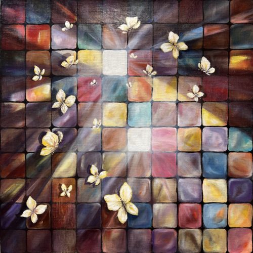 Frontal Suite of Wings — mixed media on canvas, Illusion of the Whole series
